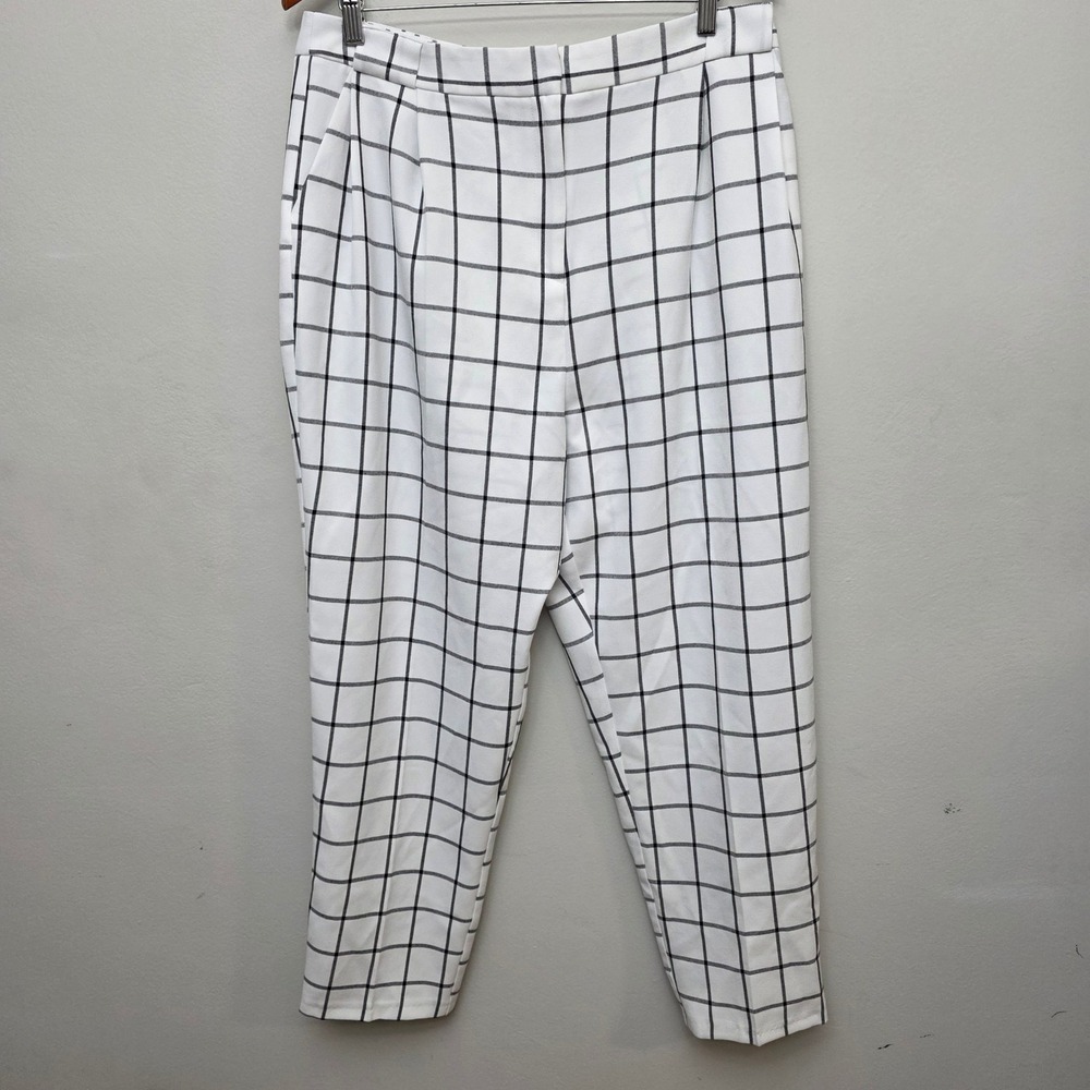 ASOS Design White‎ Black Grid Plaid Checkered Pants Trousers US 12